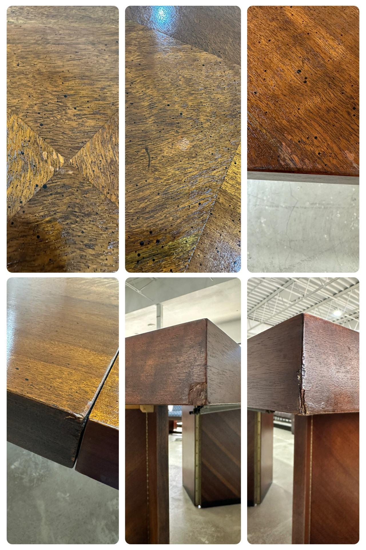 Lane Staccato Brutalist Walnut Dining Set, Table and 6 Chairs For Sale 6