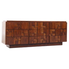 Lane Staccato Mid Century Brutalist Walnut Lowboy Dresser