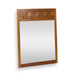 Lane Staccato Mid Century Oak Brutalist Mirror