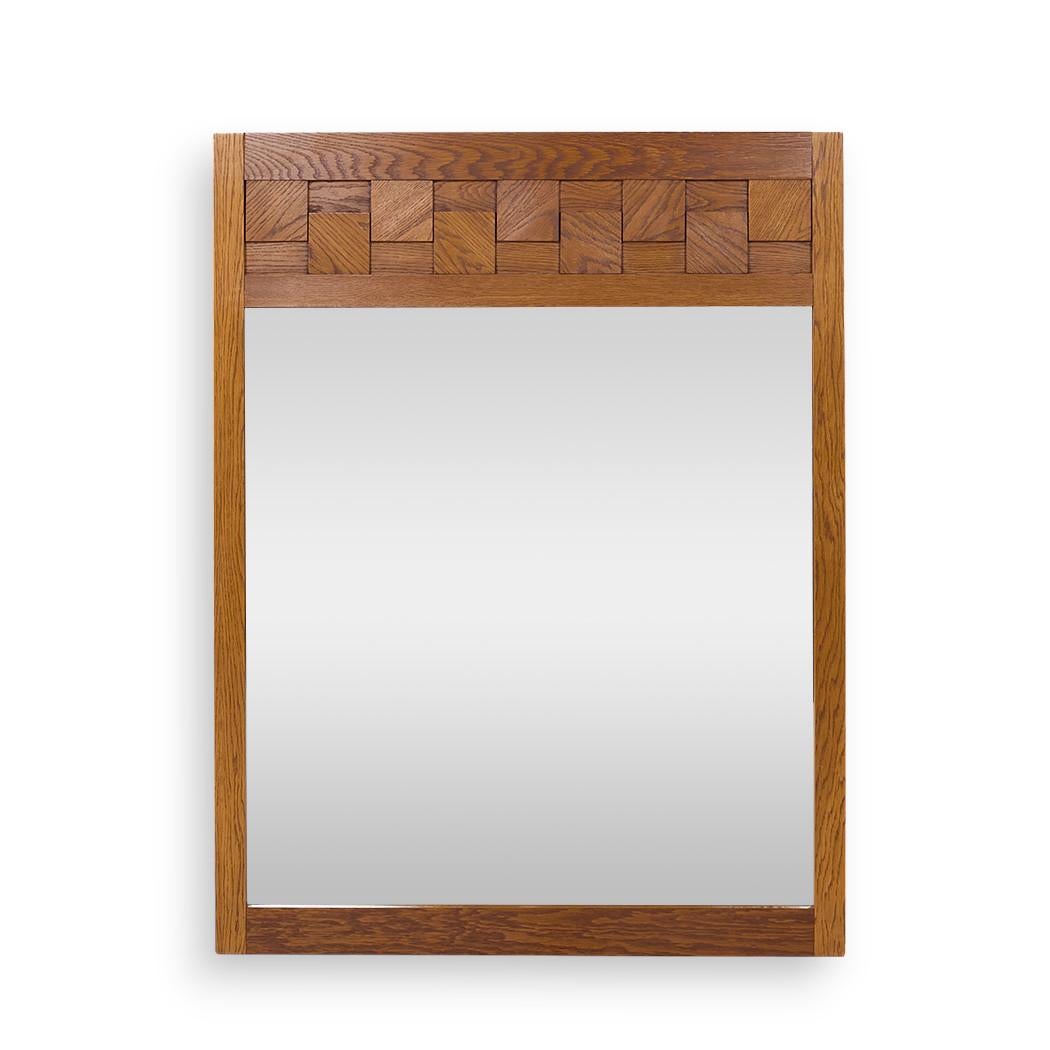 Mid-Century Modern Lane Staccato Mid Century Oak Brutalist Mirror For Sale