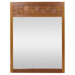Lane Staccato Mid Century Oak Brutalist Mirror