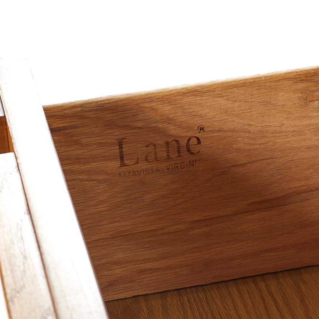 Lane Staccato Mid Century Oak Brutalist Mirrored Armoire For Sale 4