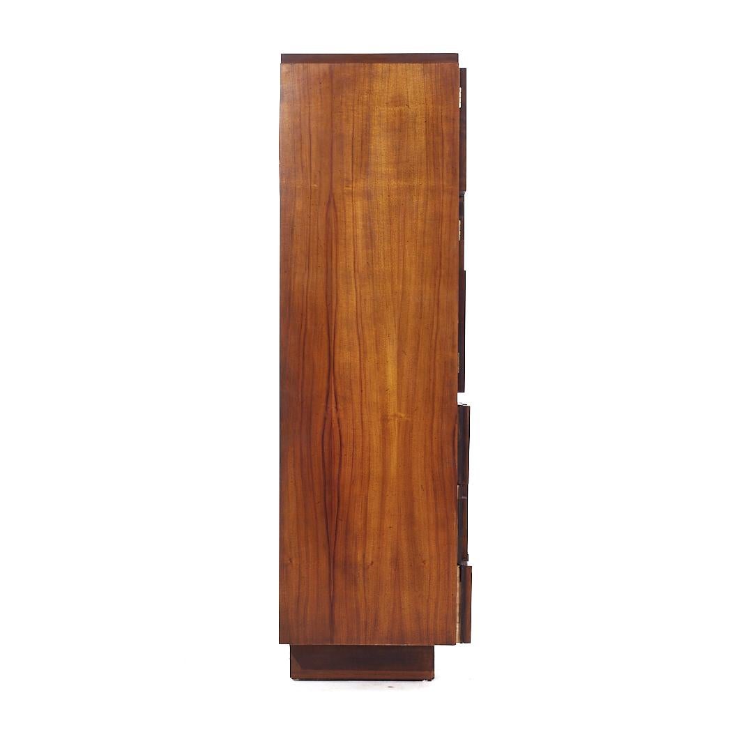 American Lane Staccato Mid Century Walnut Brutalist Armoire For Sale