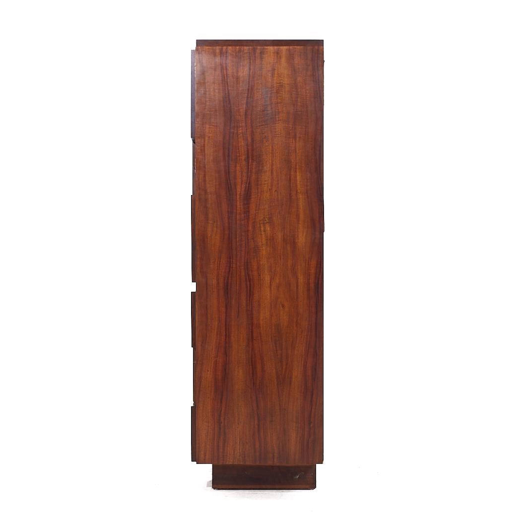 Lane Staccato Mid Century Walnut Brutalist Armoire In Good Condition For Sale In Countryside, IL
