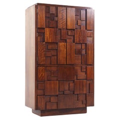 Lane's Staccato Mid Century Nussbaum Brutalist Armoire