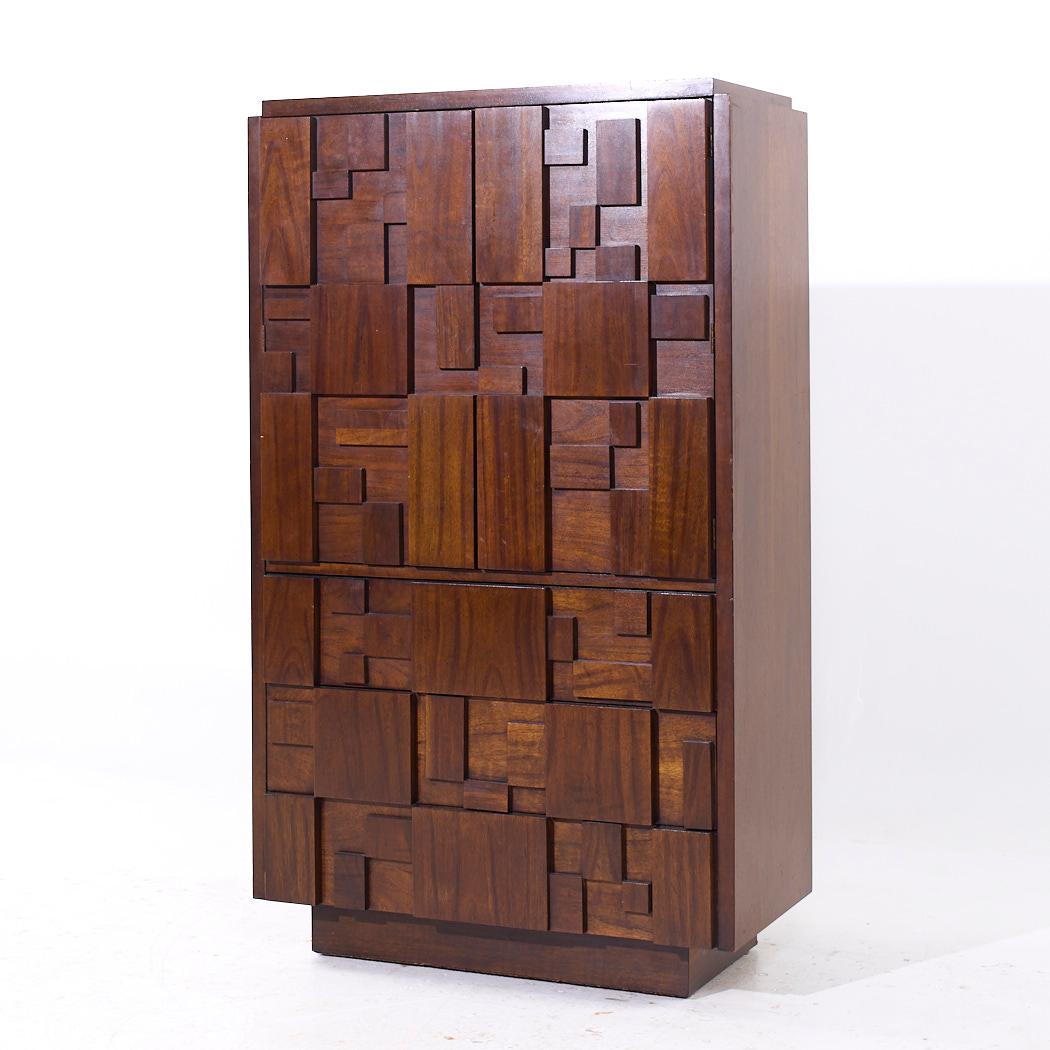 Armario Alto Brutalista de Nogal Lane Staccato Mid Century Moderno de mediados de siglo en venta