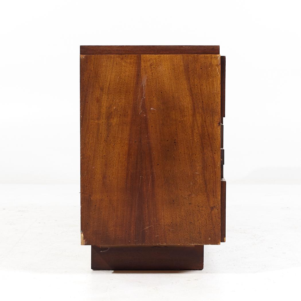 American Lane Staccato Mid Century Walnut Brutalist Lowboy Dresser