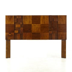 Lane Staccato Mid century Walnut Brutalist Queen Headboard