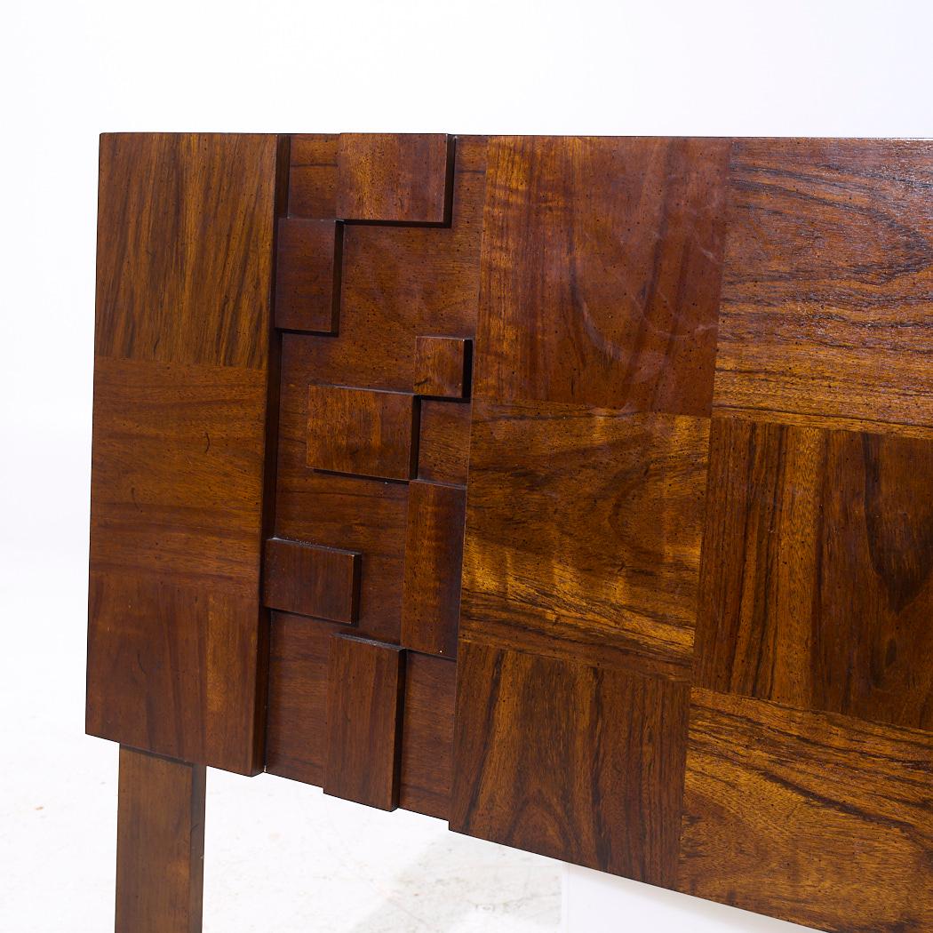 American Lane Staccato Mid Century Walnut Queen Brutalist Headboard For Sale