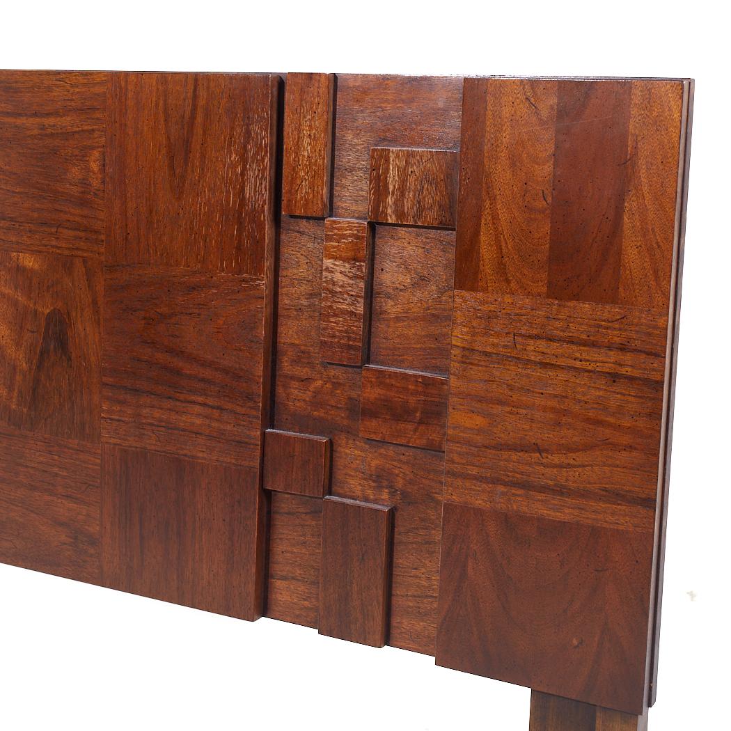 Lane Staccato Mid Century Walnut Queen Headboard In Good Condition For Sale In Countryside, IL