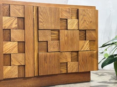 Lane Staccato Midcentury Brutalist Dresser Credenza - Modernist Matte White Oak