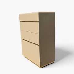 Lane Tallboy Dresser, Postmodern 5-Drawer Chest, Wood, Beige, USA, c. 1980s