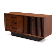 Lane "Tower Suite" Credenza Walnut Rosewood Chrome Mid Century 1970s