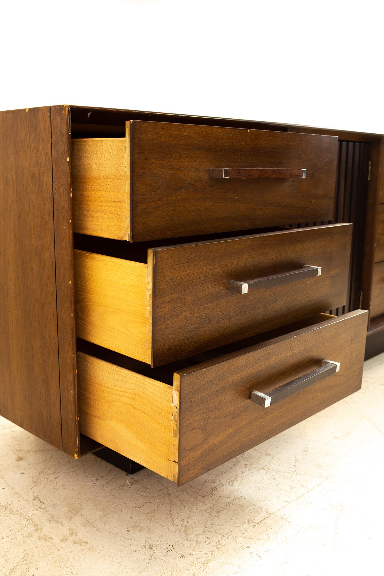 Lane Tower Suite Mid Century Walnut and Rosewood Lowboy 3