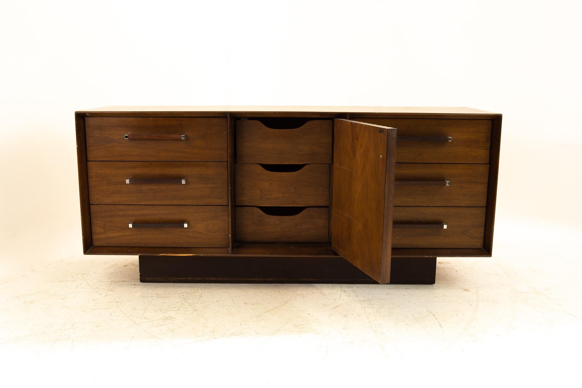 Chrome Lane Tower Suite Mid Century Walnut and Rosewood Lowboy