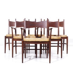 Lane Tuxedo Mid Century Walnut Dining Chairs - Set of 6