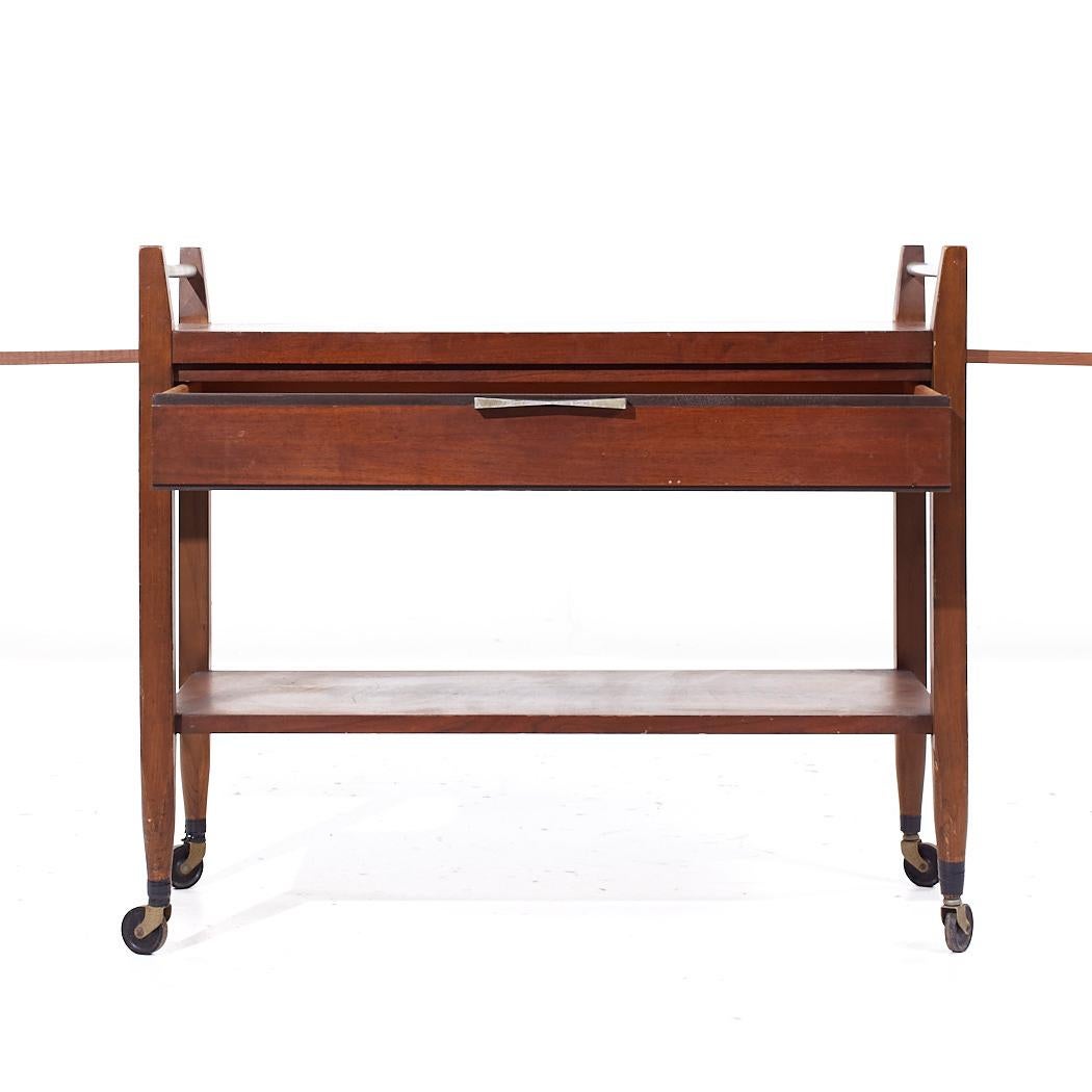 Lane Tuxedo Mid Century Walnut Serving Bar Cart 4