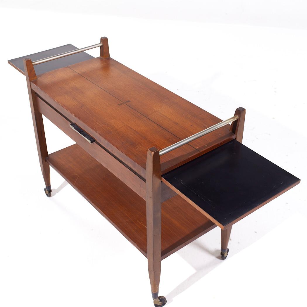Lane Tuxedo Mid Century Walnut Serving Bar Cart 5