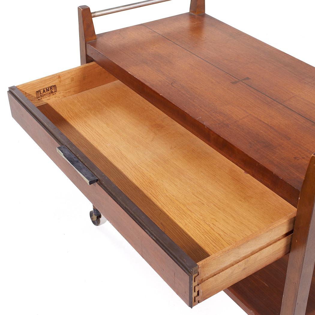 Lane Tuxedo Mid Century Walnut Serving Bar Cart 6