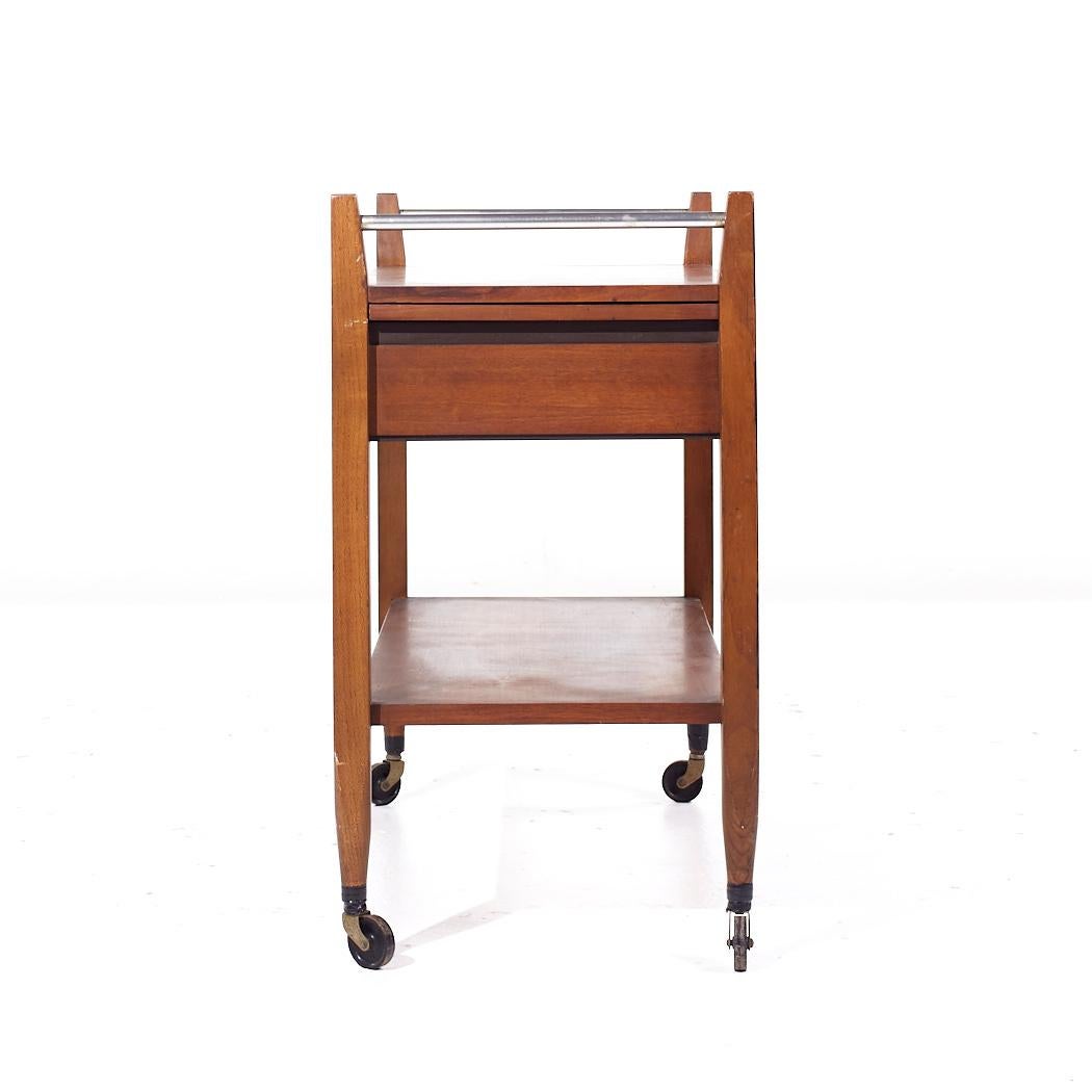 American Lane Tuxedo Mid Century Walnut Serving Bar Cart