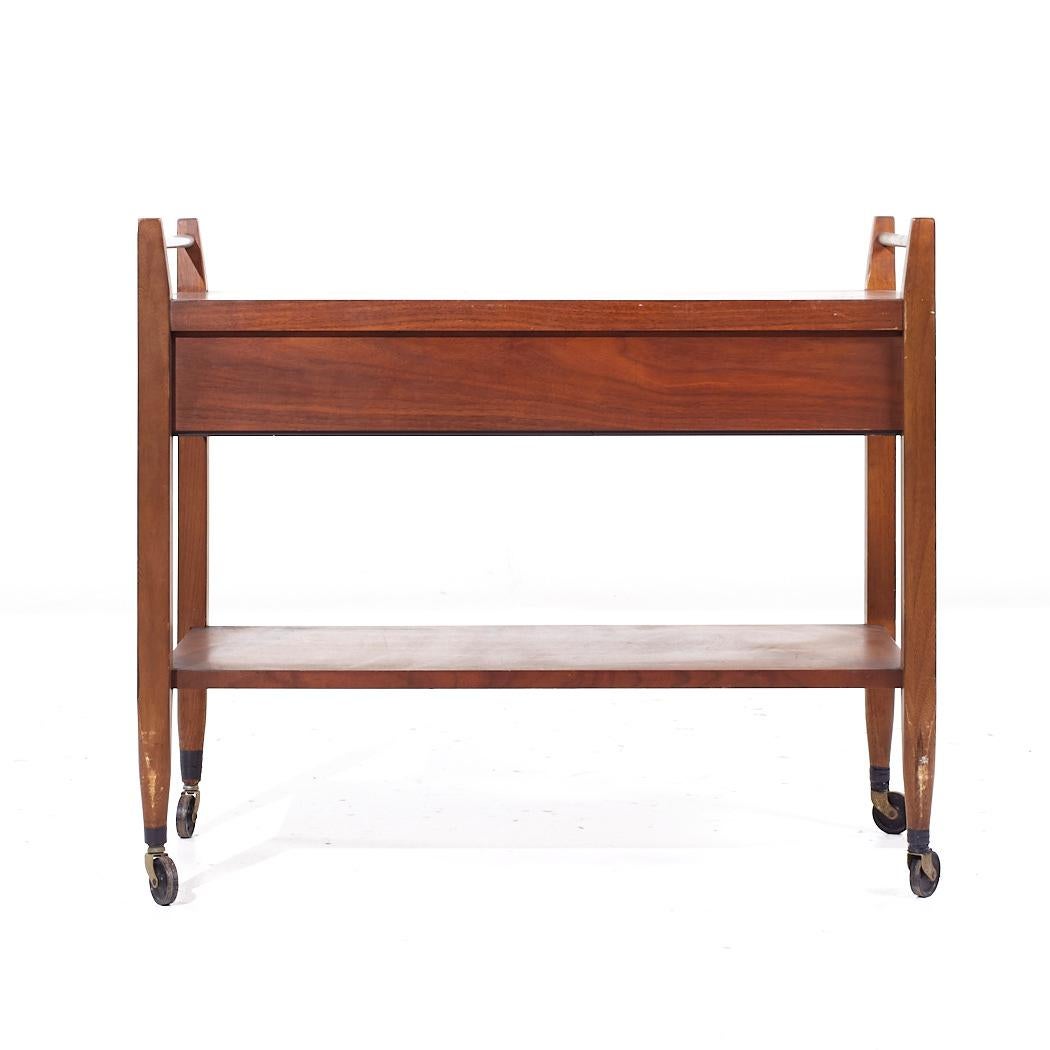 Lane Tuxedo Mid Century Walnut Serving Bar Cart 1