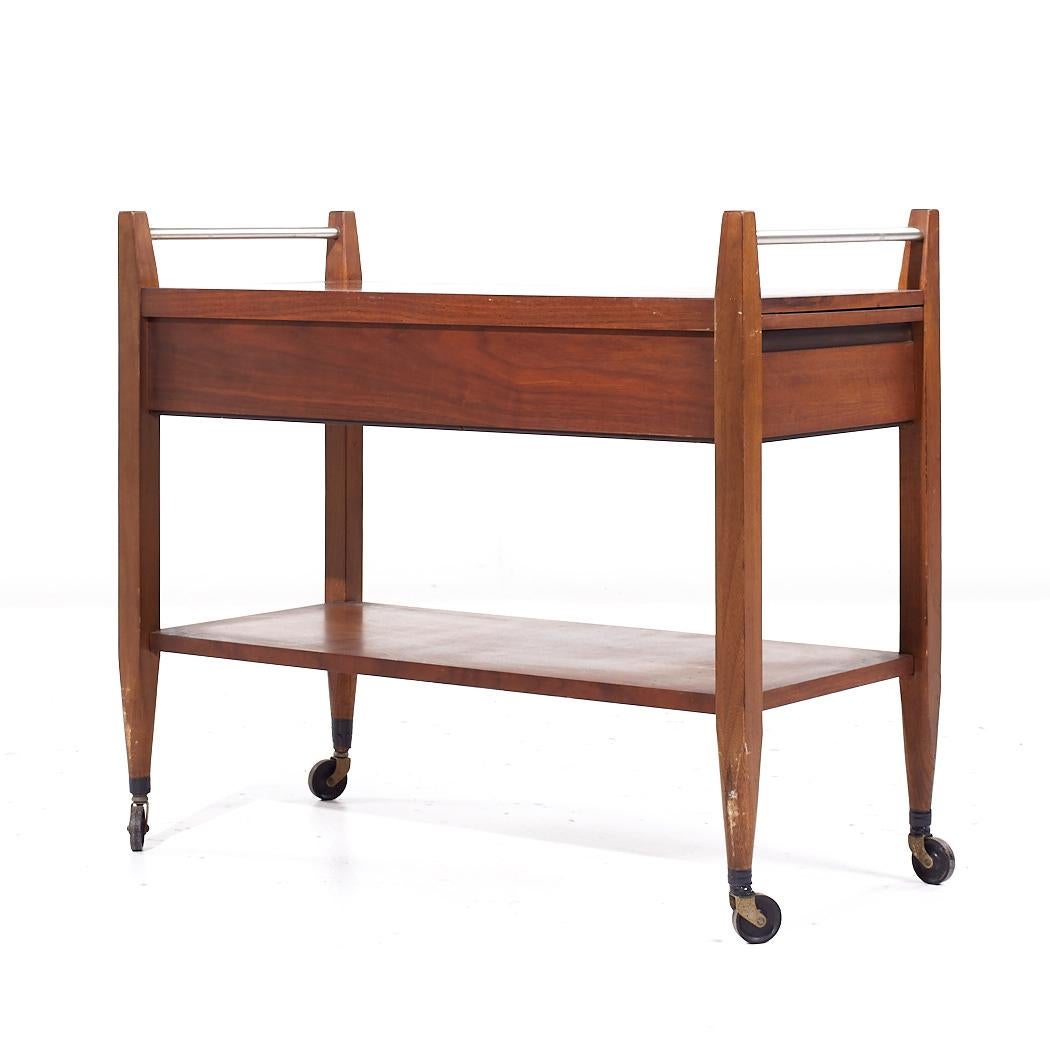 Lane Tuxedo Mid Century Walnut Serving Bar Cart 2