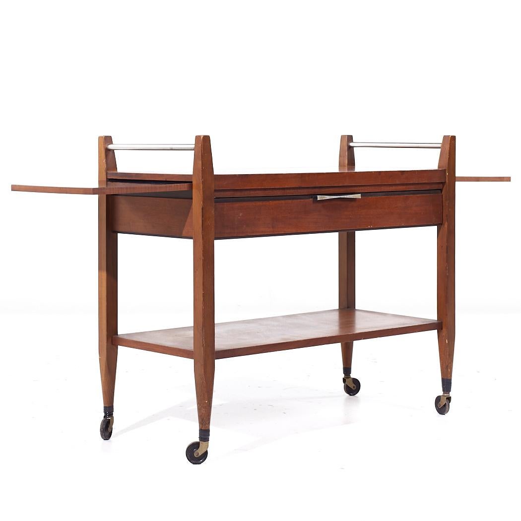 Lane Tuxedo Mid Century Walnut Serving Bar Cart 3