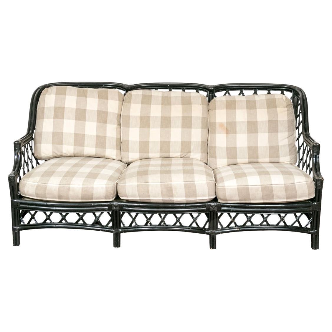Lane Venture Sofa aus schwarz lackiertem Bambus und Rattan