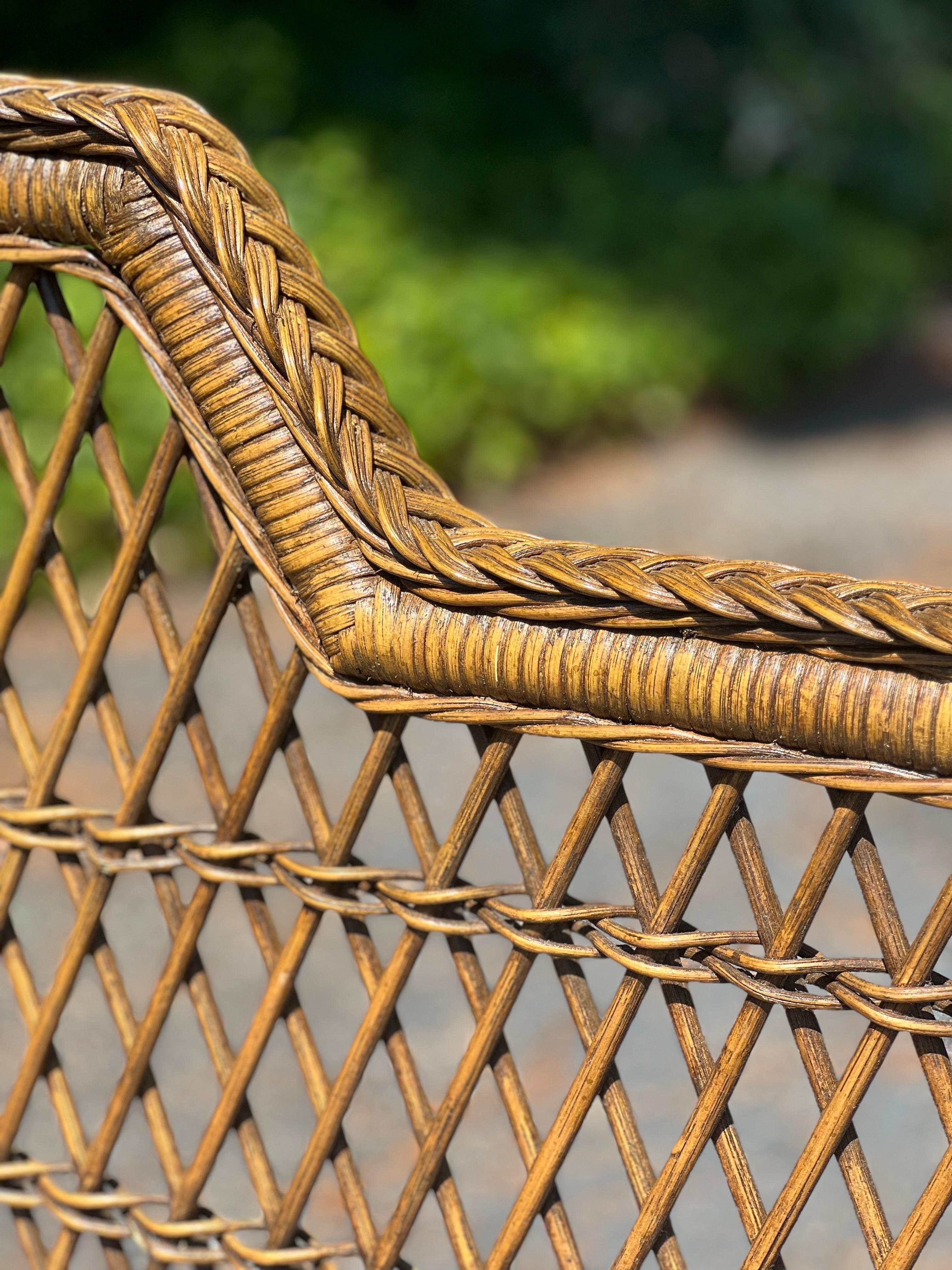 Lane Venture 'Excursions' Rattan and Wicker Settee For Sale 9