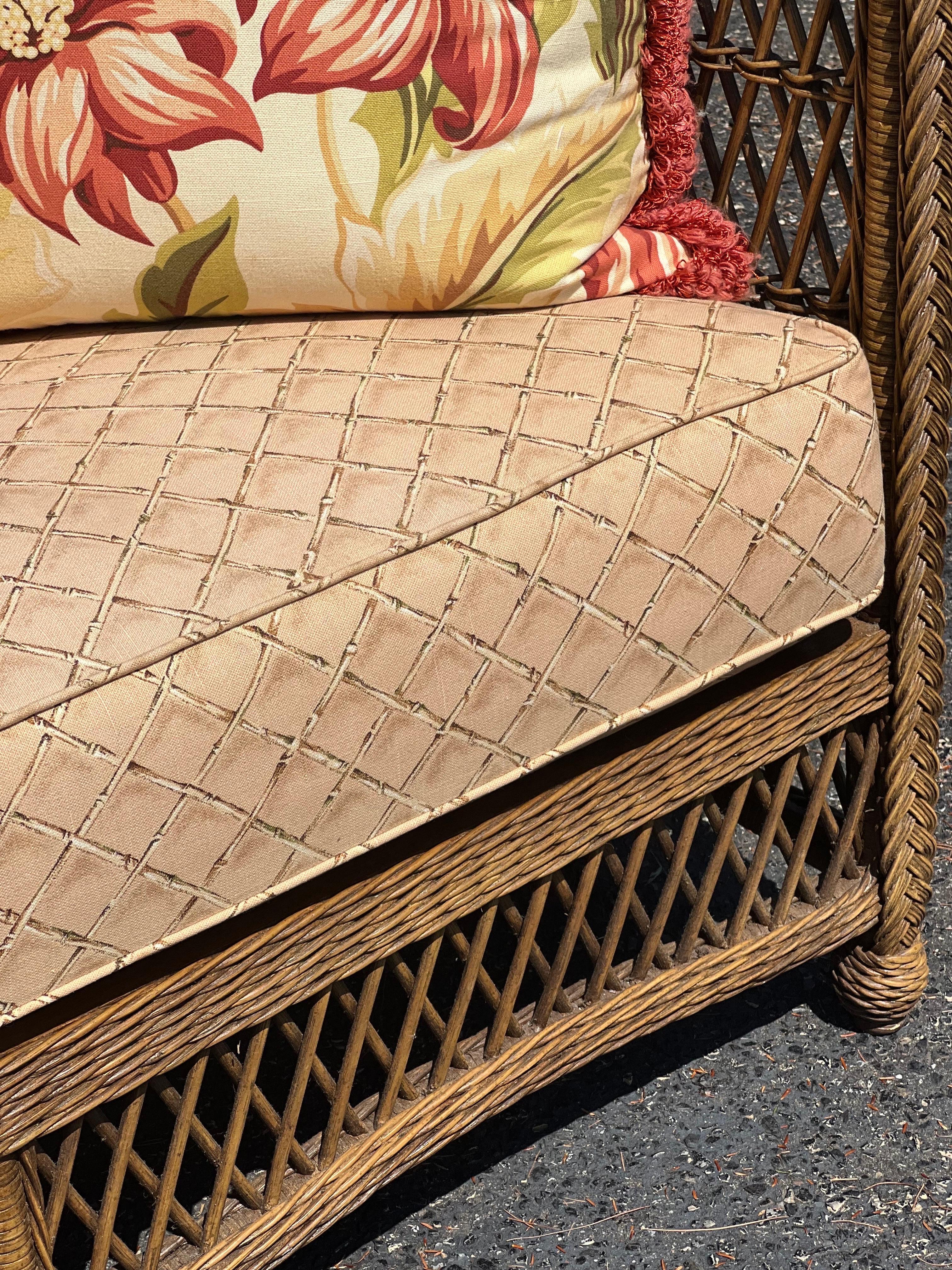Fabric Lane Venture 'Excursions' Rattan and Wicker Settee For Sale