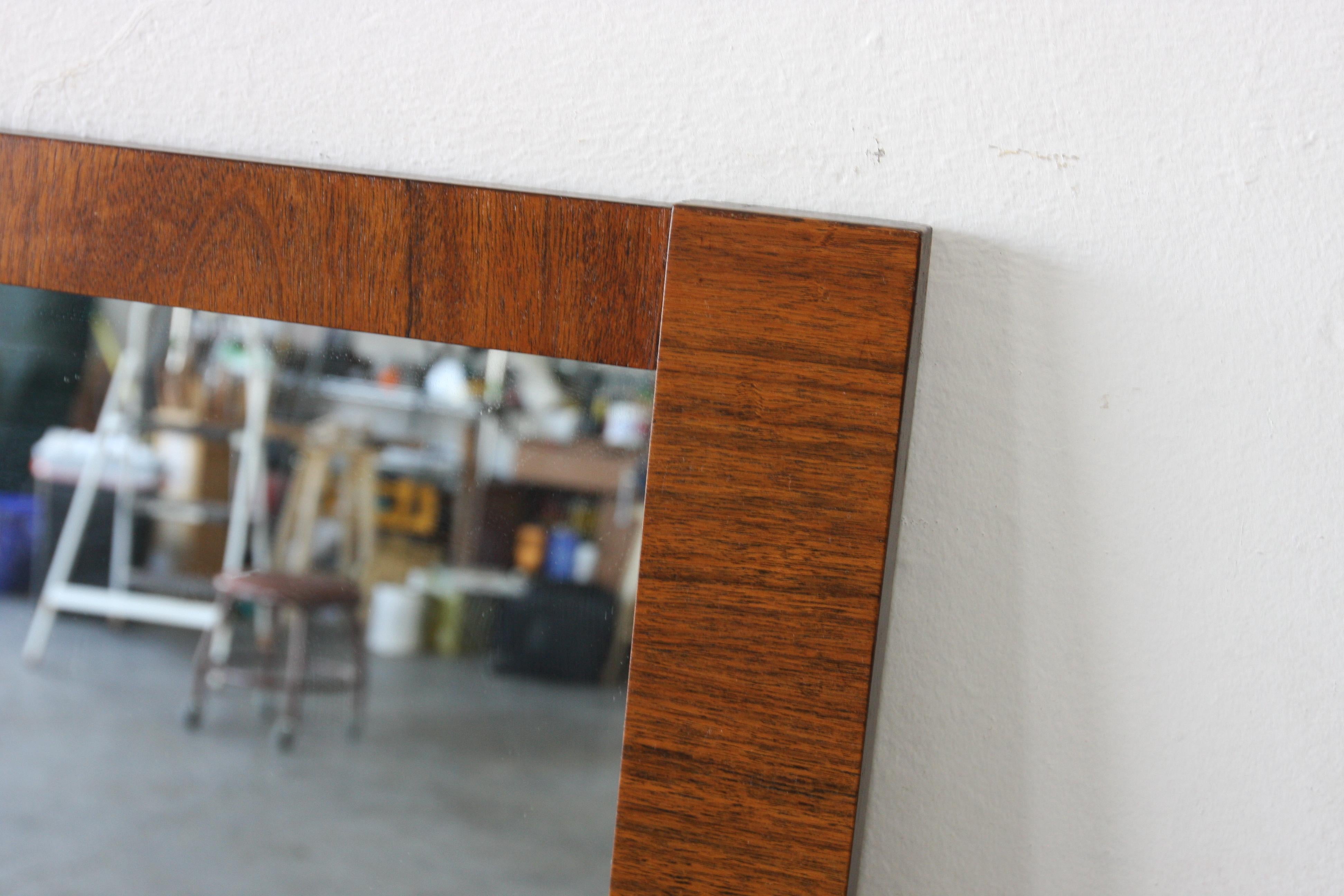 Lane Vintage Brutalist Mid Century walnut Staccato Double Mirror For Sale 8