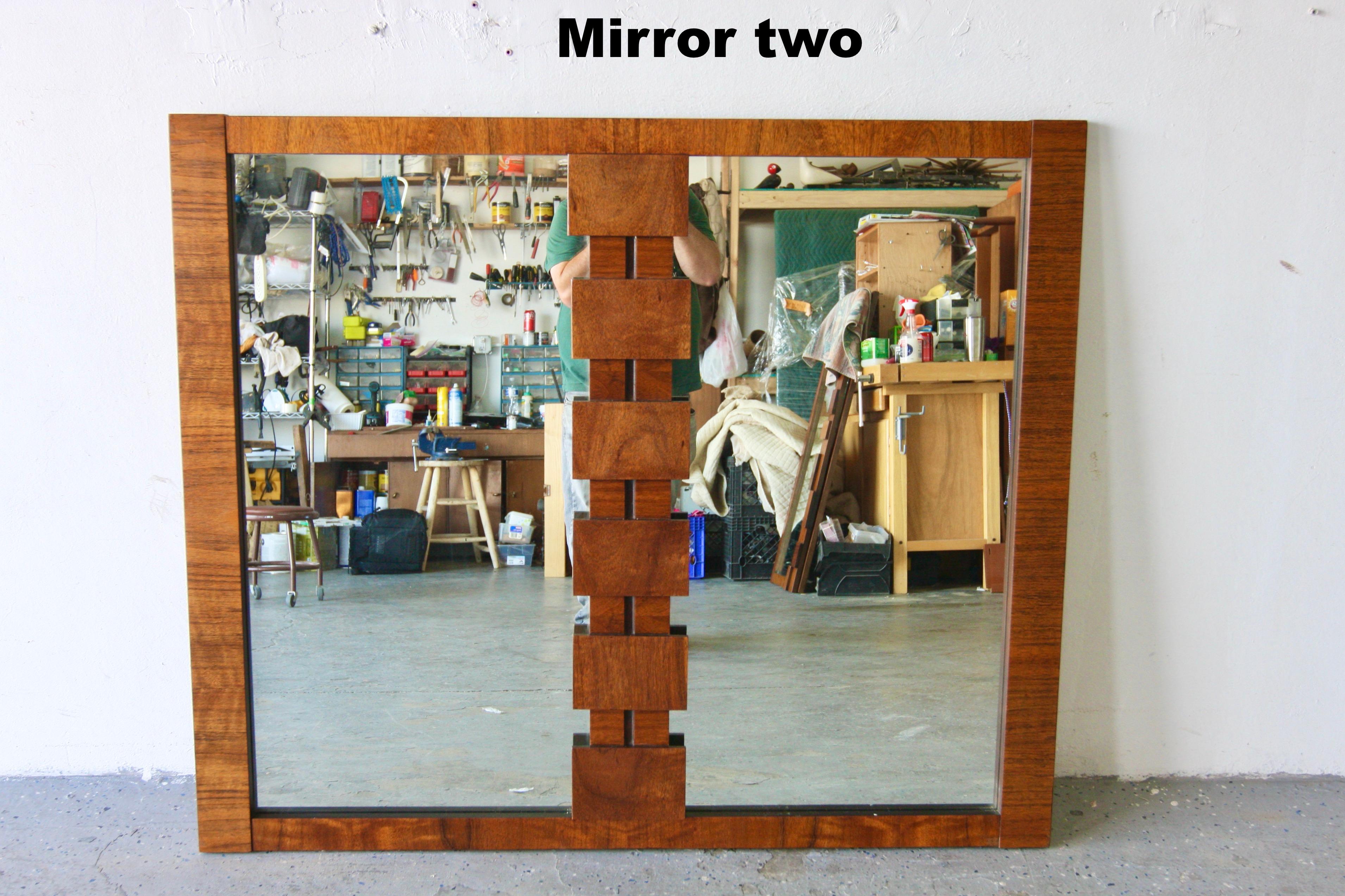 Lane Vintage Brutalist Mid Century walnut Staccato Double Mirror For Sale 1