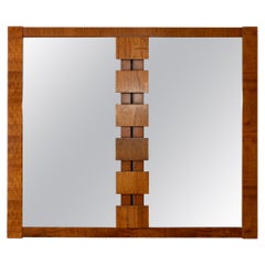 Lane Vintage Brutalist Mid Century walnut Staccato Double Mirror