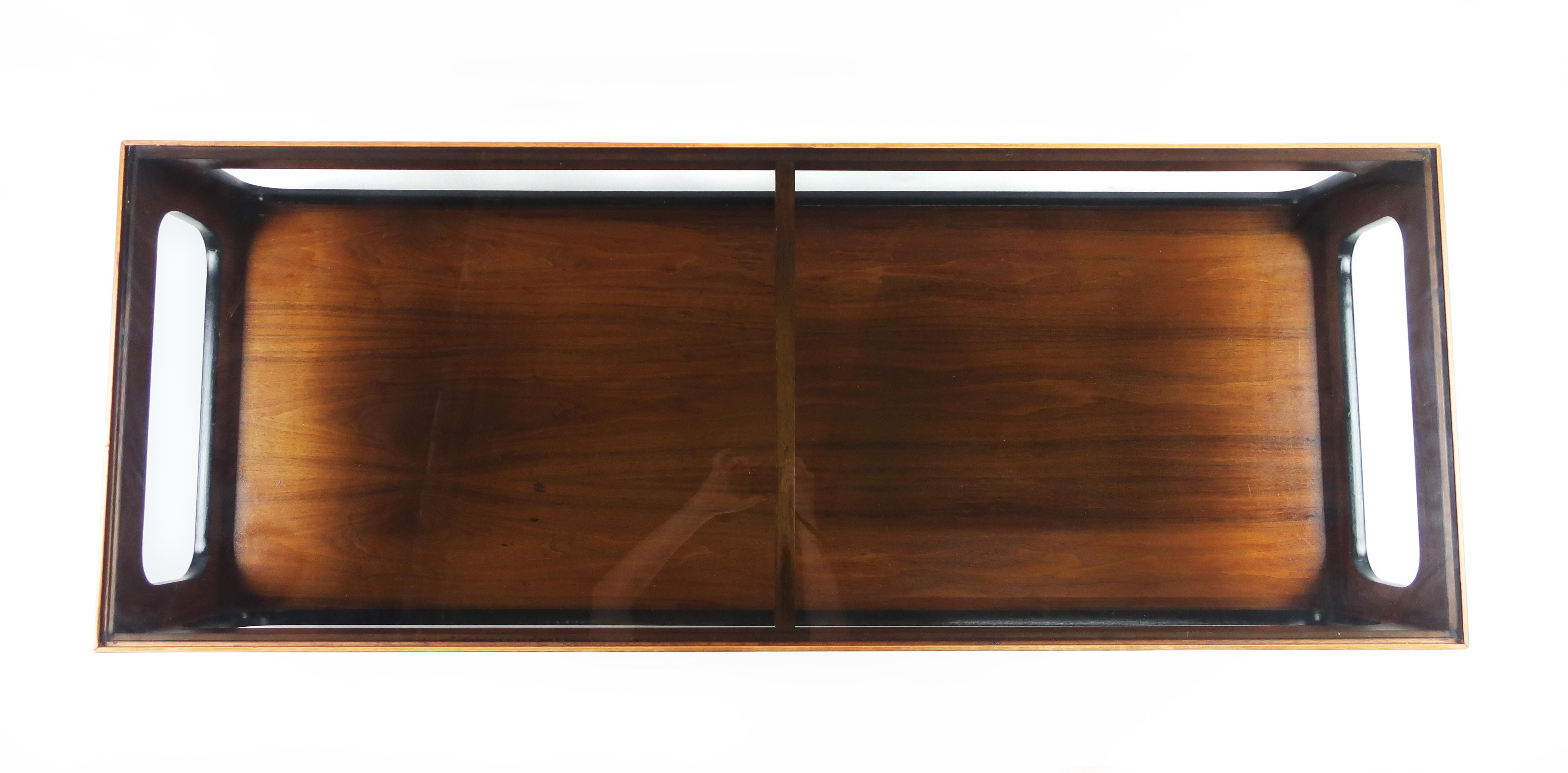 Lane Walnut and Smoked Glass Coffee Table 1