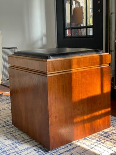 Lane Walnut Game Cube Storage Stool Mid-Century Modern