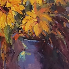 Sunflowers , Oil Painting, American Expressionism , Texas Artist, Floral