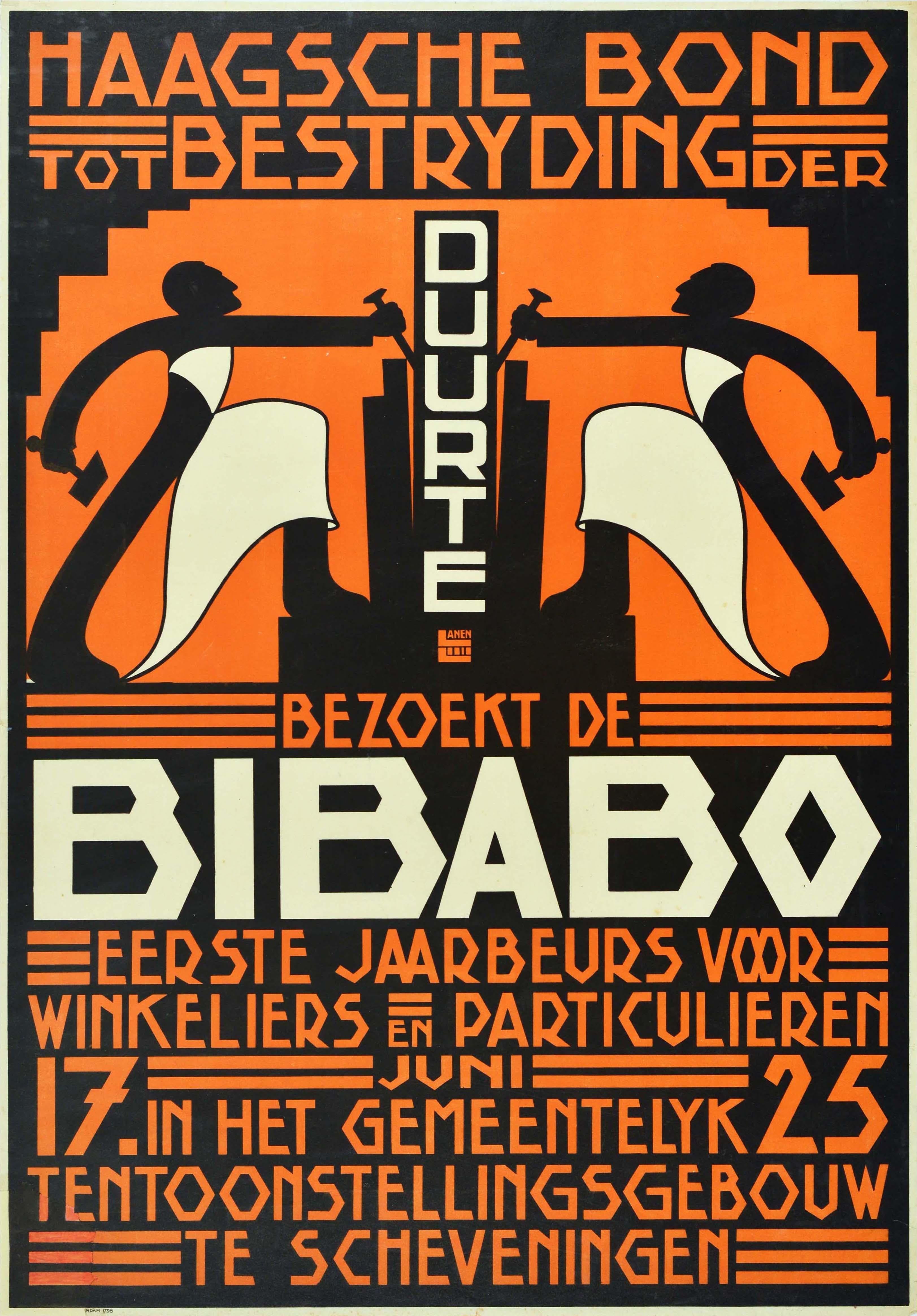 Original Antique Poster Haagsche Bond Bibabo Hague Fair Scheveningen Exhibition