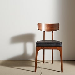 Laneway Chair in American Walnut, Black Leather and Brass