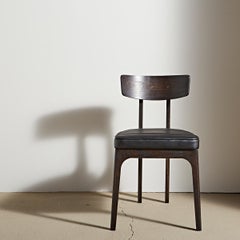 Laneway Chair in Ebonized American Oak, Black Leather and Aged Brass