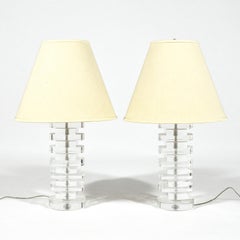 Lang-Levin Paar Tischlampen aus Lucit