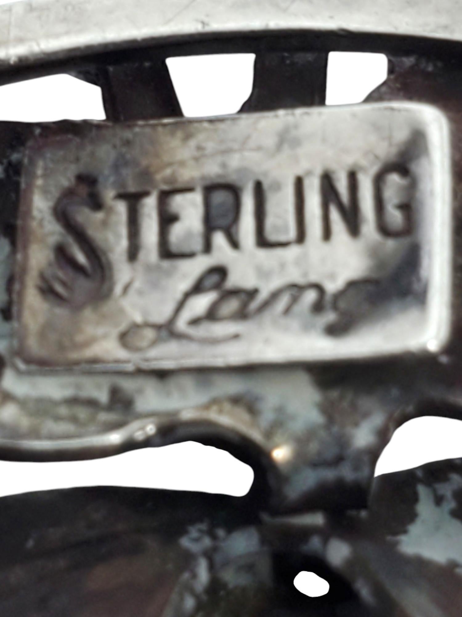 LANG Sterling Silver Floral Oval Link Bracelet #17614 For Sale 2