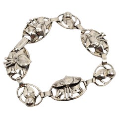 LANG Sterling Silver Floral Oval Link Bracelet #17614