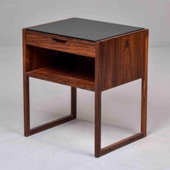 Langkilde Danish Mid-Century Rosewood Side Table with Black Glass Top