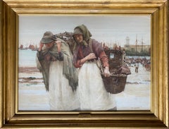 Two Fisherwoman Carrying a Basket, Walter Langley, 1852 – 1922, English Painter