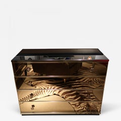 L'angolo Metallarte, Brass, Yellow and Black Midcentury Commode, Italy 1960