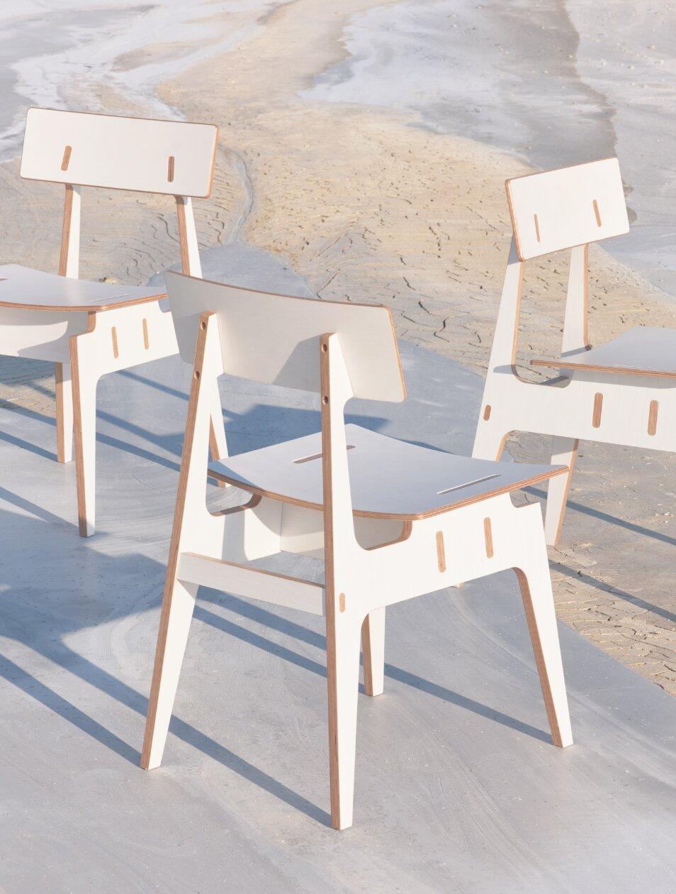 Hand-Painted Langskip and Leidangskip Chair made from Birch Multiplex Boards For Sale