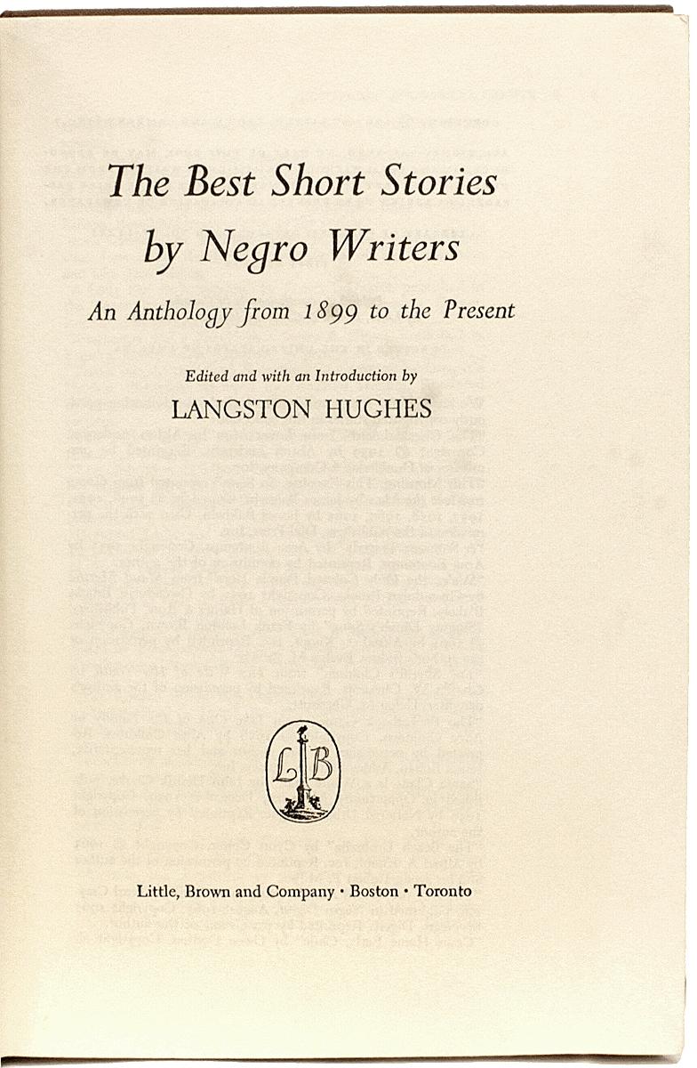 Langston Hughes, Best Short Stories by Negro Writers, 1st Ed, Presention Copy In Good Condition For Sale In Hillsborough, NJ