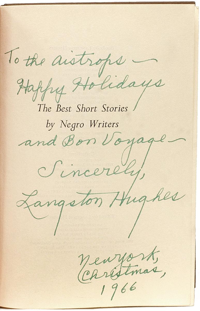 Mid-20th Century Langston Hughes, Best Short Stories by Negro Writers, 1st Ed, Presention Copy For Sale