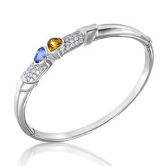 Lani Fratelli Women's 18 Karat Gold Diamond and Multi-Sapphire Bangle Bracelet