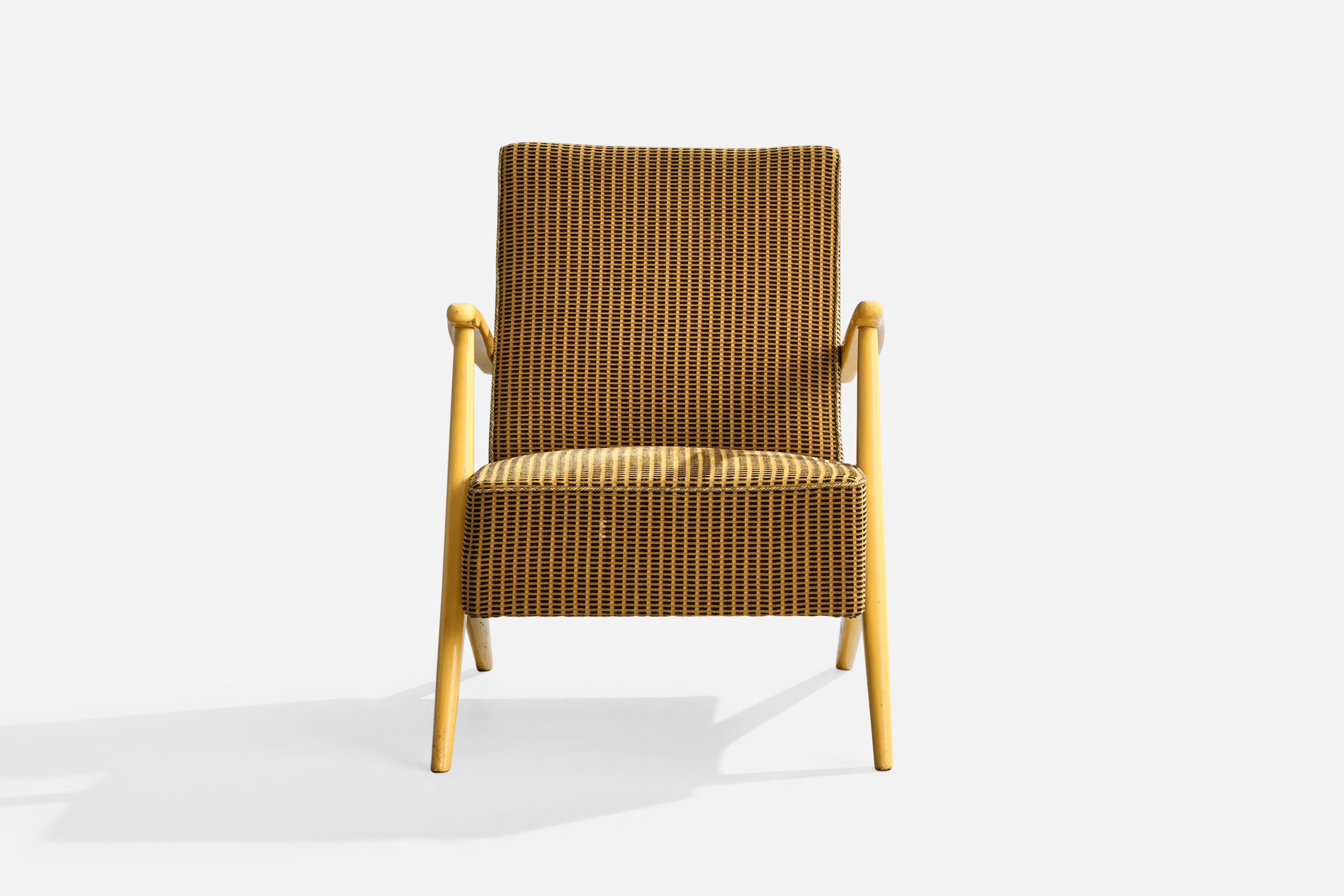 Suédois Lani, chaise longue, Wood, tissu, Suède, années 1960 en vente